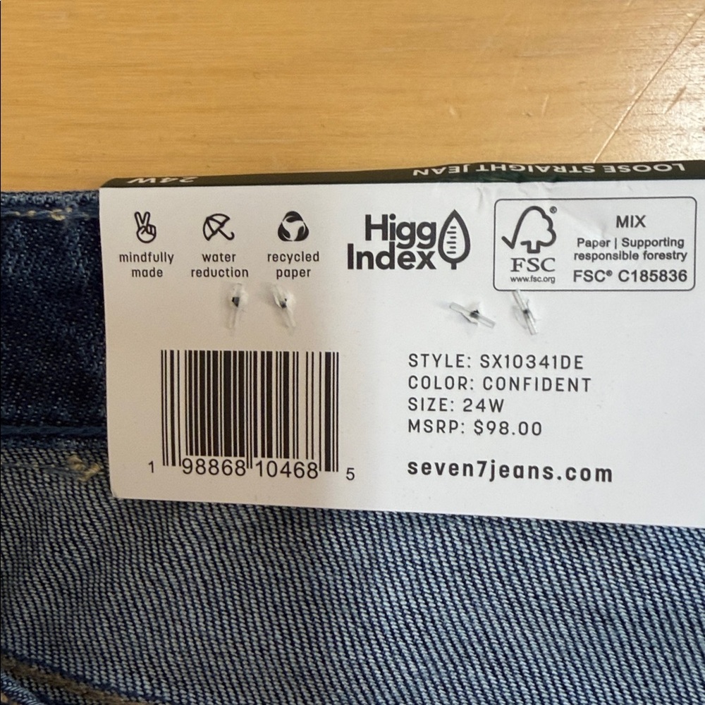 NWT Size 24W, Seven7 Loose Straight Jean - Picture 5 of 7